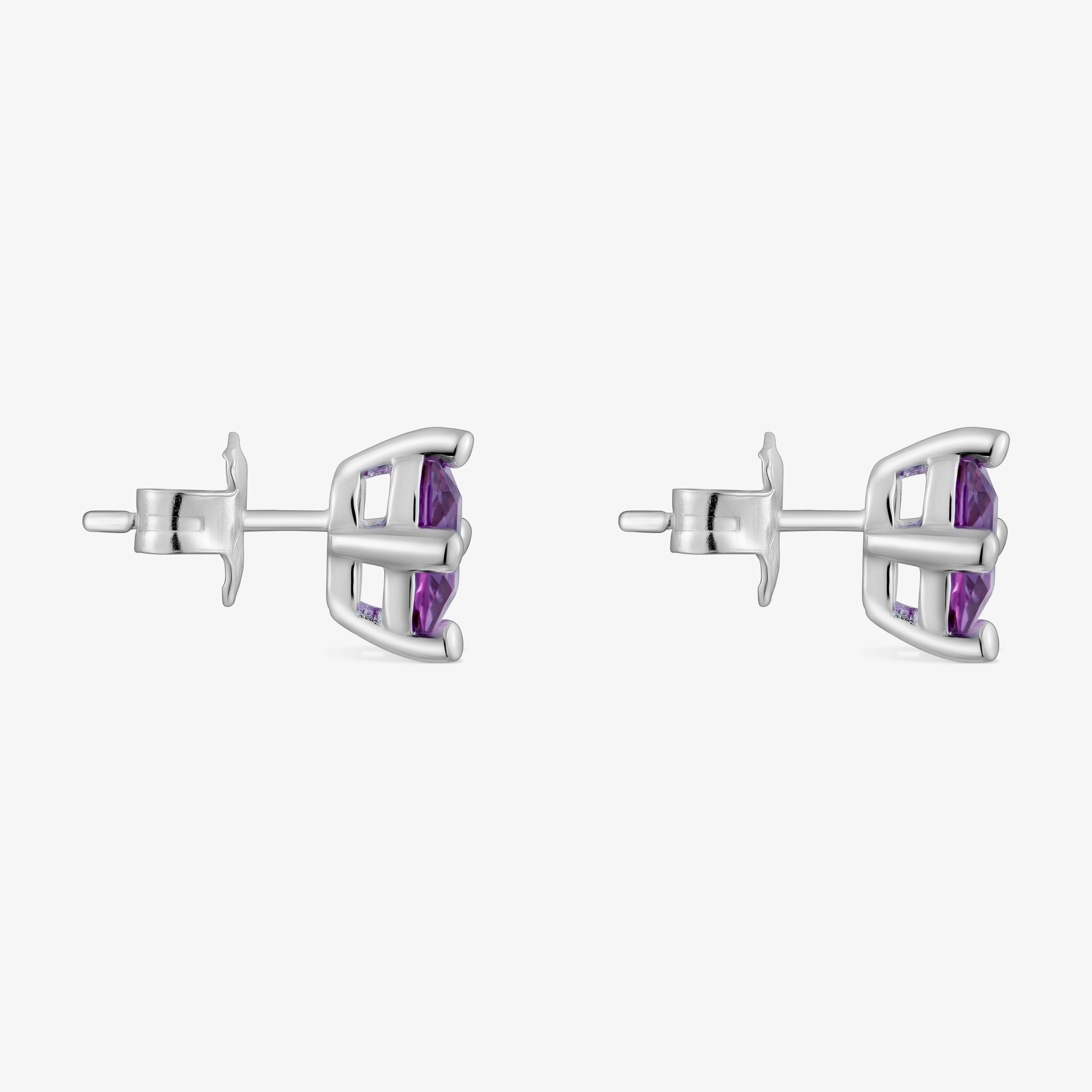 Silver earrings and 7 mm lab-grown lilac sapphire TOUS Color LGG