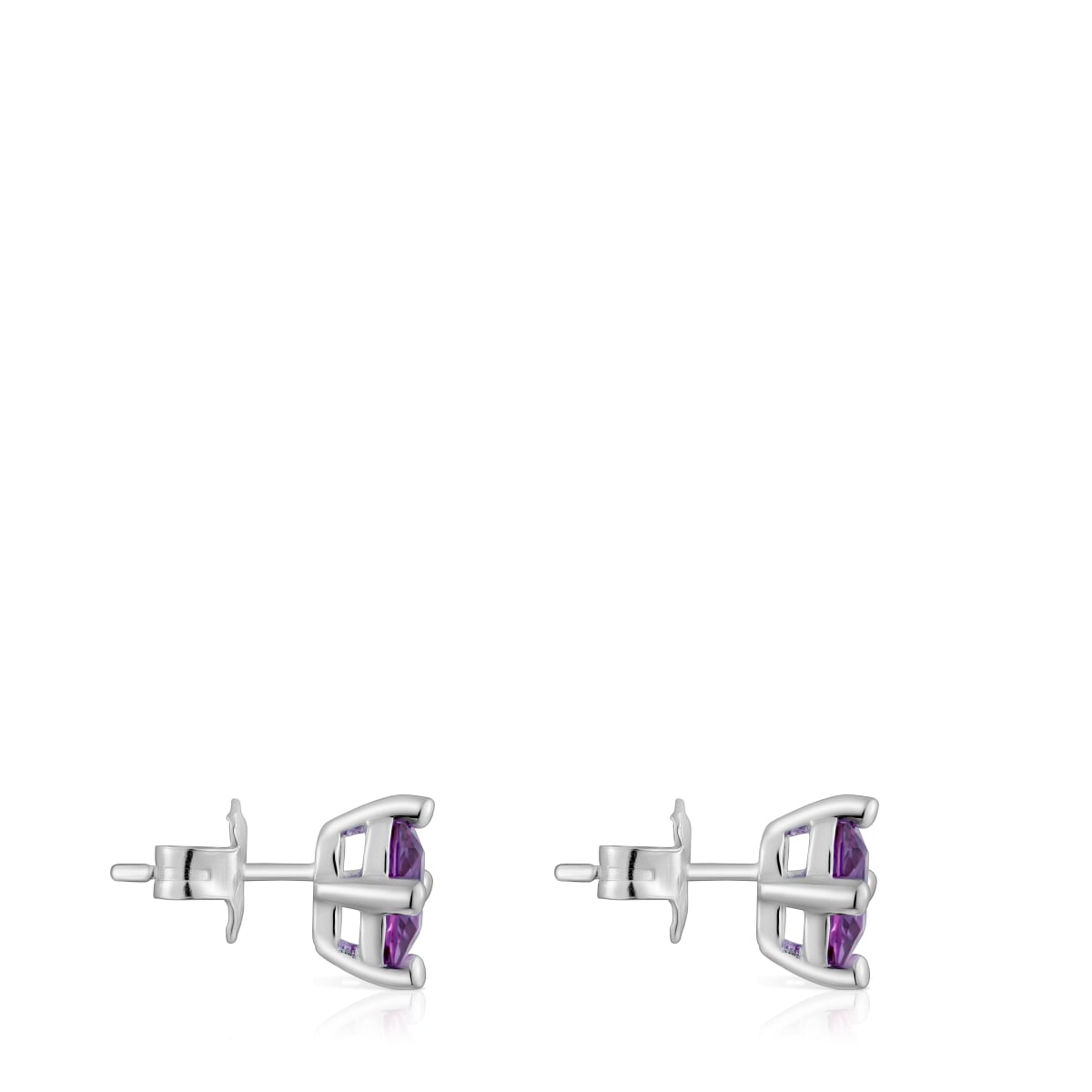 Pendientes de plata y zafiro lila creado en laboratorio 7 mm TOUS Color LGG