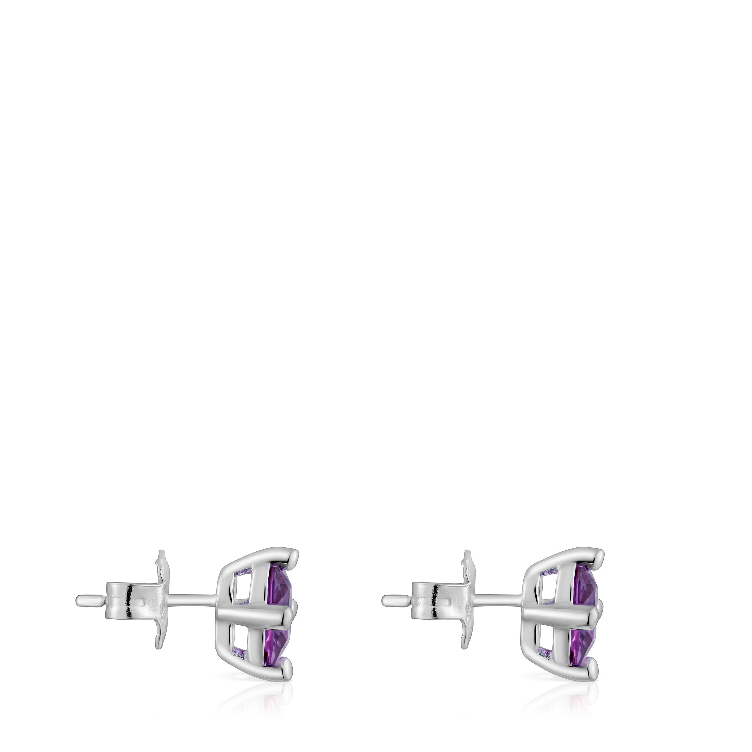Silver earrings and mm lab-grown lilac sapphire TOUS Color LGG