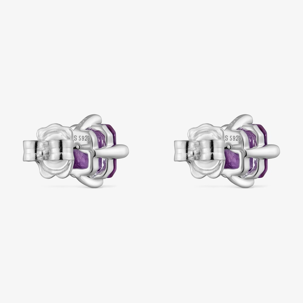 Silver earrings and 7 mm lab-grown lilac sapphire TOUS Color LGG