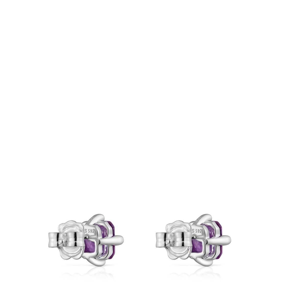 Pendientes de plata y zafiro lila creado en laboratorio 7 mm TOUS Color LGG