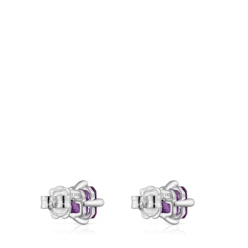 Silver earrings and 7 mm lab-grown lilac sapphire TOUS Color LGG