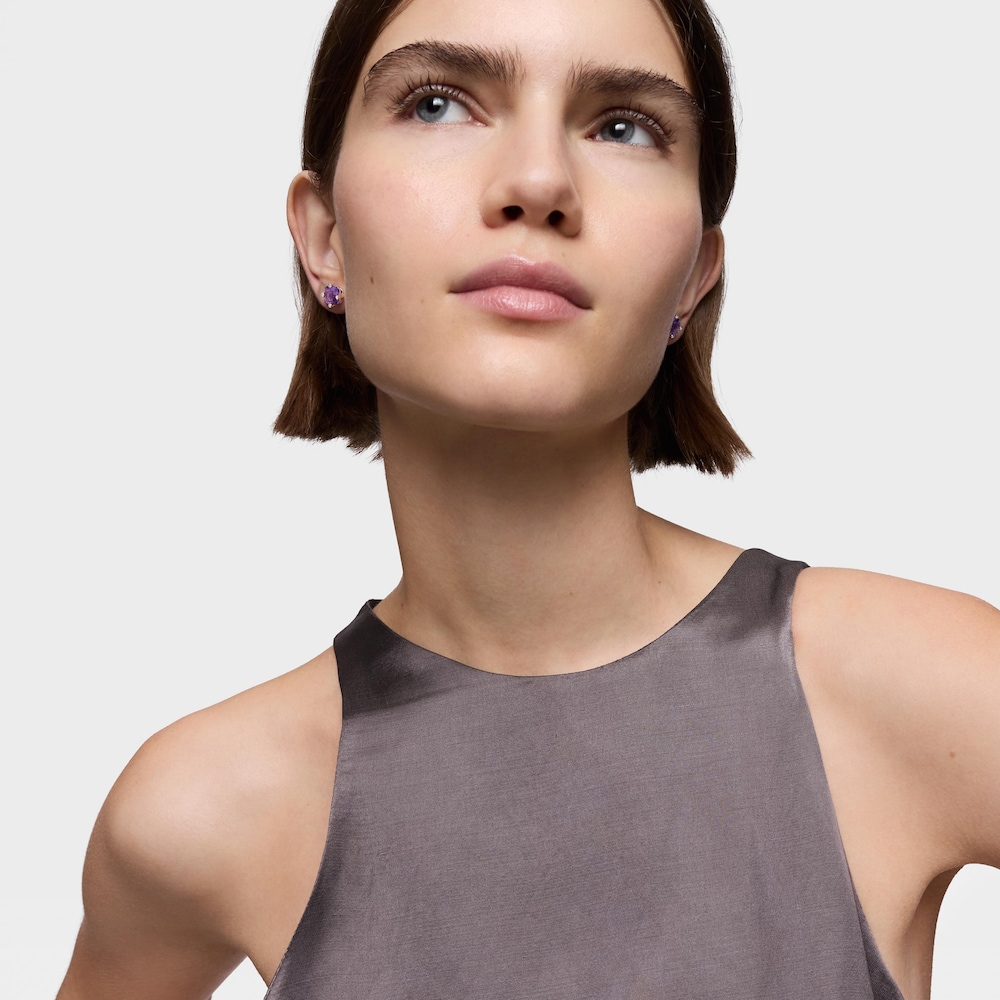 Silver earrings and 7 mm lab-grown lilac sapphire TOUS Color LGG