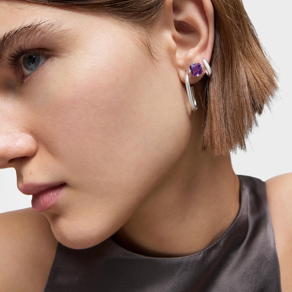 Silver earrings and 7 mm lab-grown lilac sapphire TOUS Color LGG