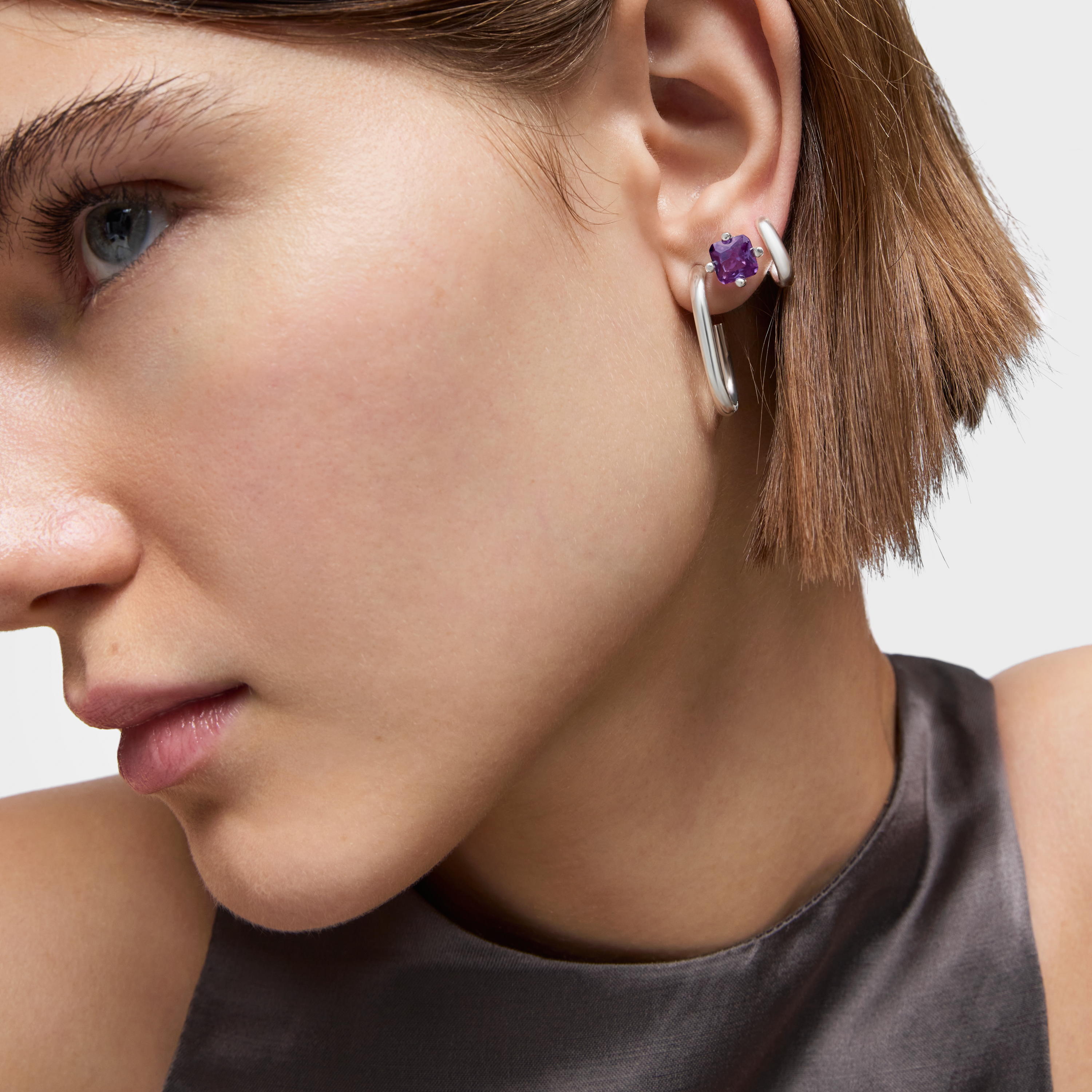 Silver earrings and mm lab-grown lilac sapphire TOUS Color LGG