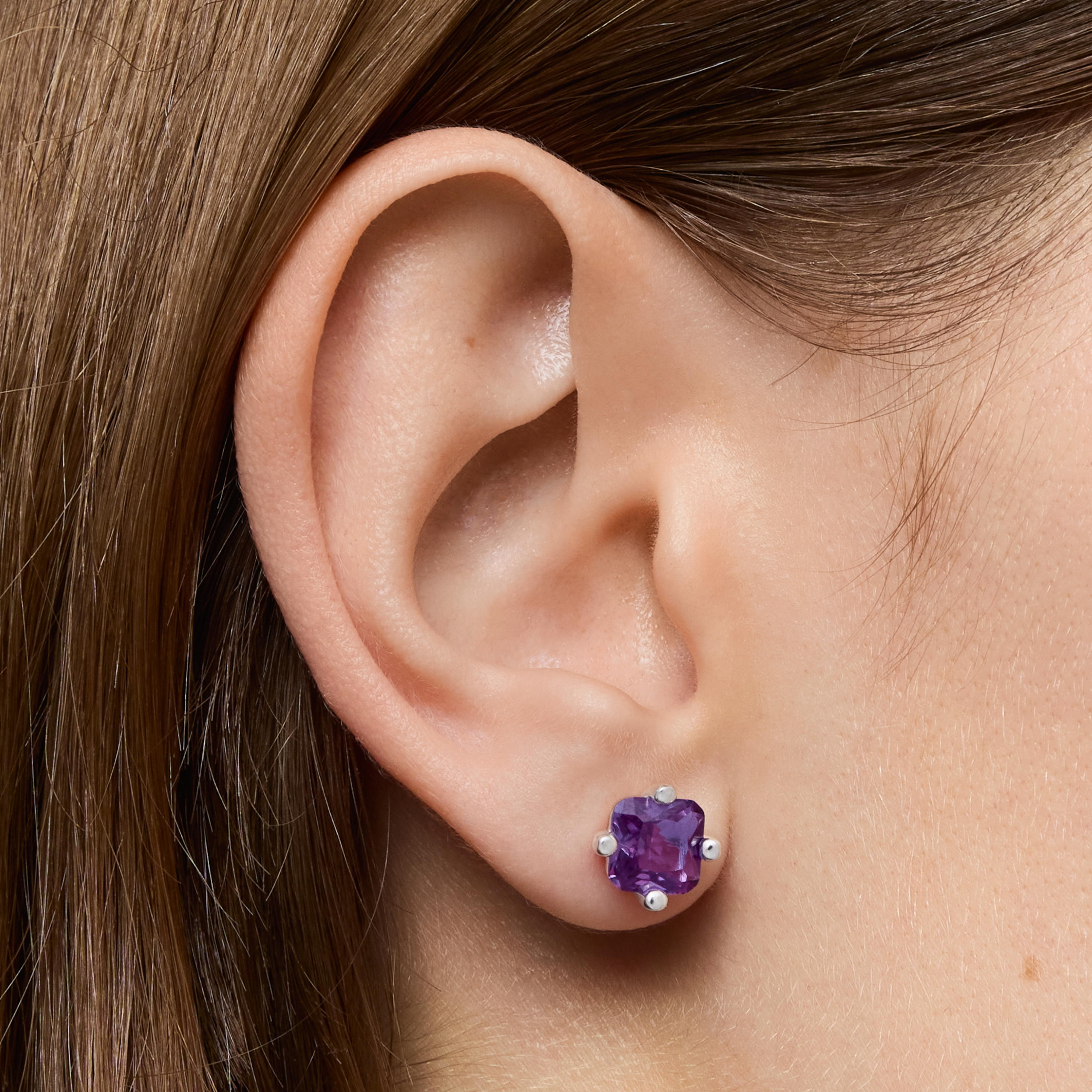 Silver earrings and mm lab-grown lilac sapphire TOUS Color LGG