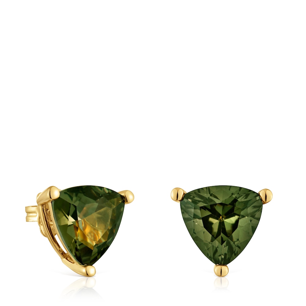 Earrings in 18kt gold plating over silver and green spinel created in the TOUS Color LGG