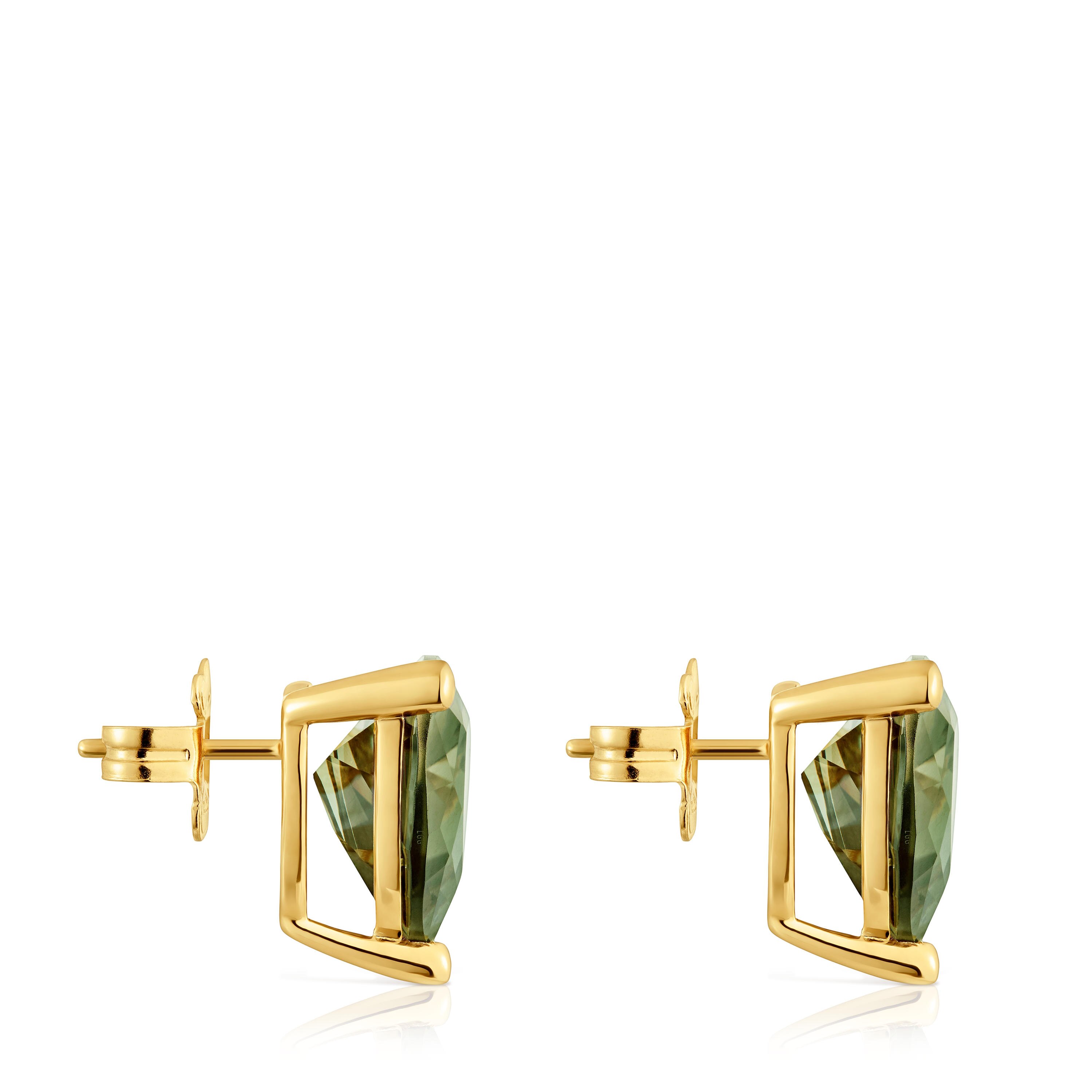 Earrings in 18kt gold plating over silver and green spinel created in the TOUS Color LGG