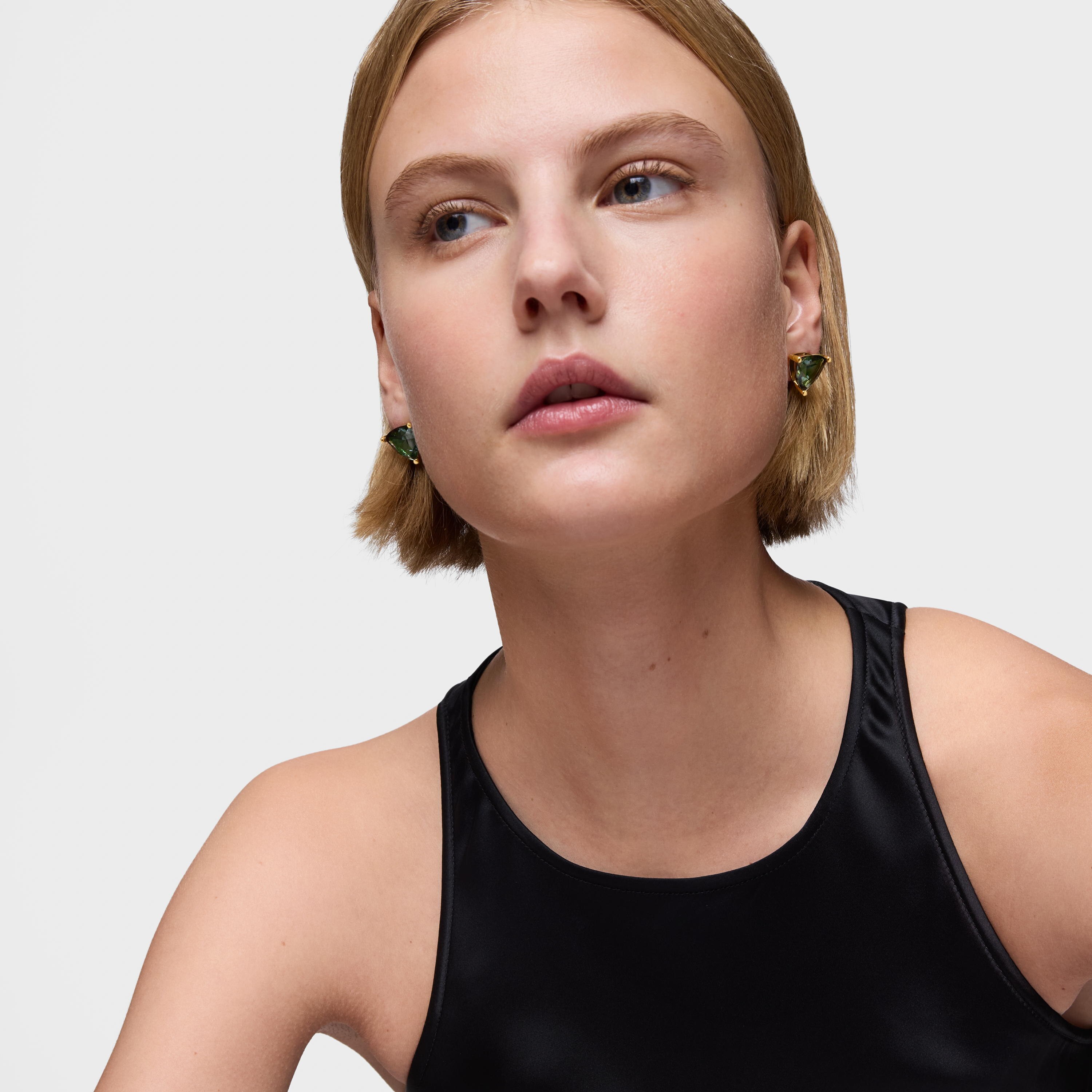 Earrings in 18kt gold plating over silver and green spinel created in the TOUS Color LGG