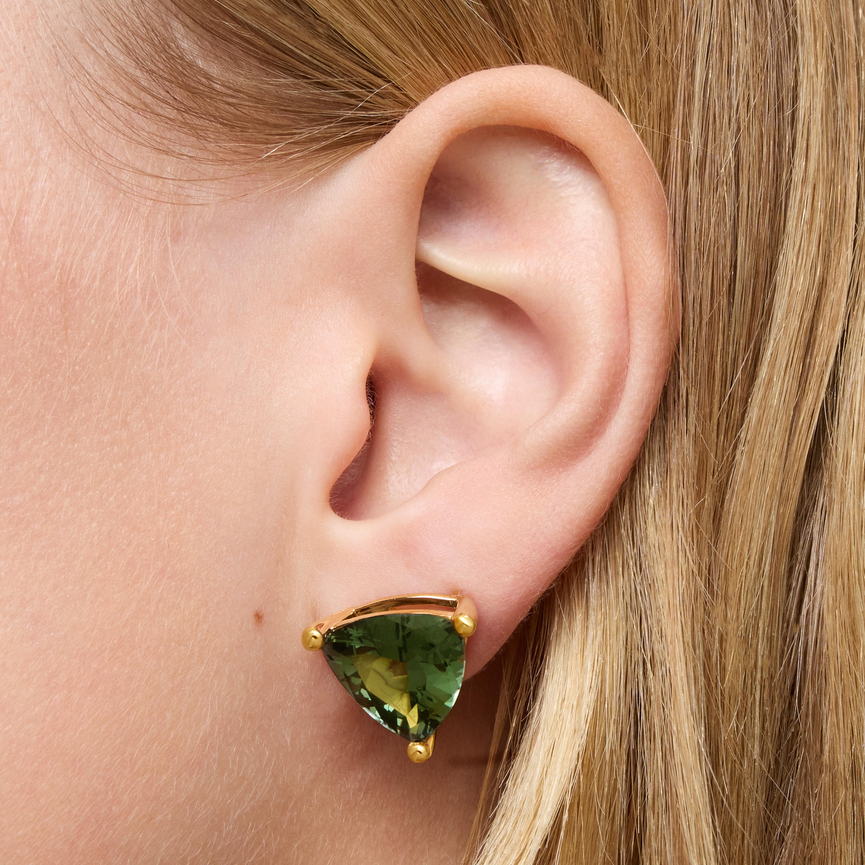 Earrings in 18kt gold plating over silver and green spinel created in the TOUS Color LGG