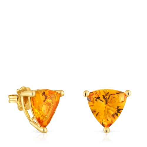 Pendientes con baño de oro 18 kt sobre plata y citrino creado en laboratorio TOUS Color LGG