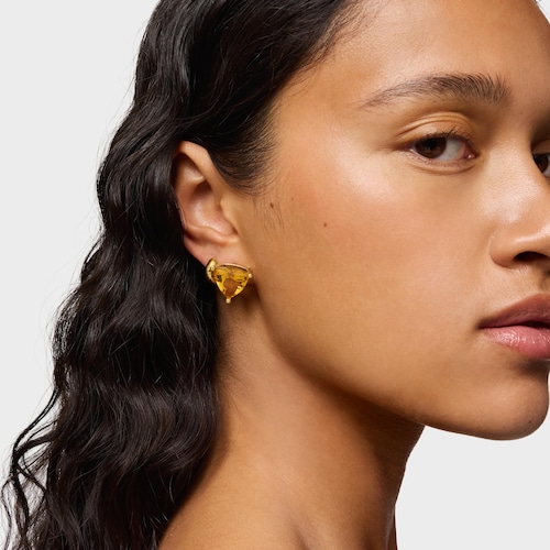 Pendientes con baño de oro 18 kt sobre plata y citrino creado en laboratorio TOUS Color LGG