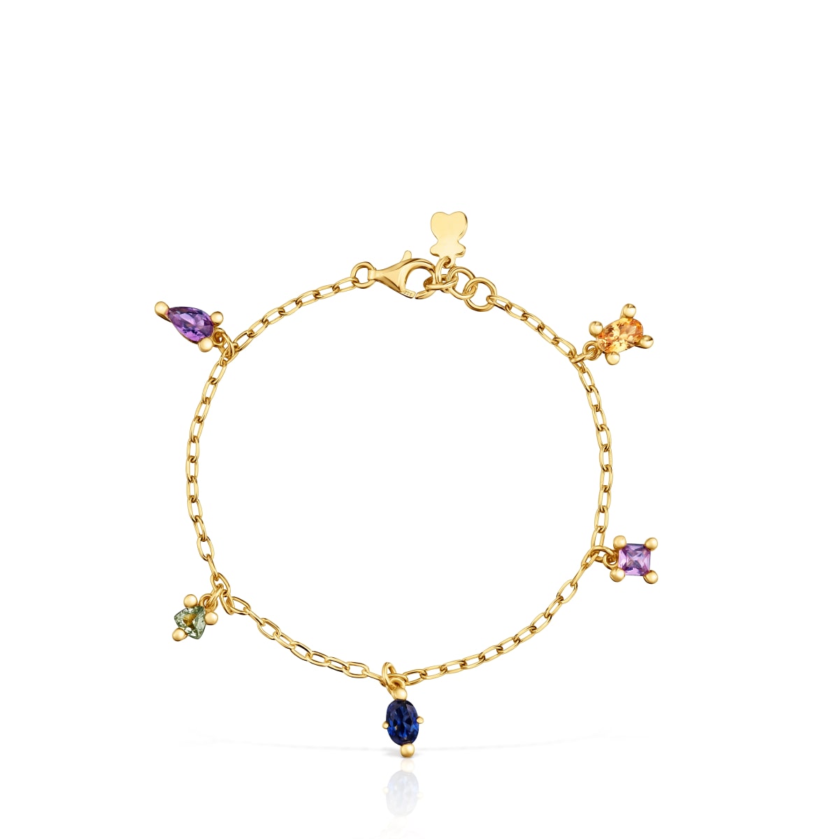 Pulsera cadena con baño de oro 18 kt sobre plata y gemas creadas en laboratorio TOUS Color LGG