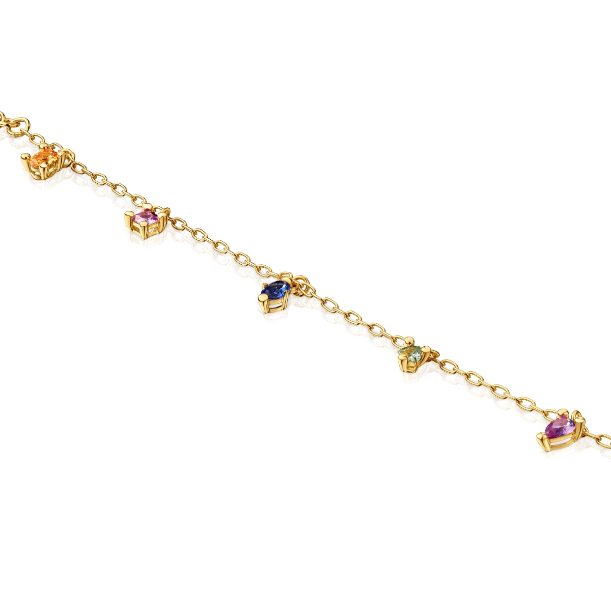 Pulsera cadena con baño de oro 18 kt sobre plata y gemas creadas en laboratorio TOUS Color LGG