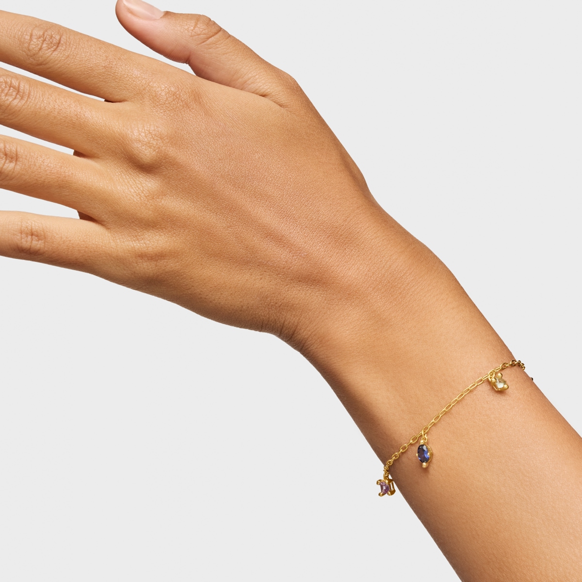 Pulsera cadena con baño de oro 18 kt sobre plata y gemas creadas en laboratorio TOUS Color LGG