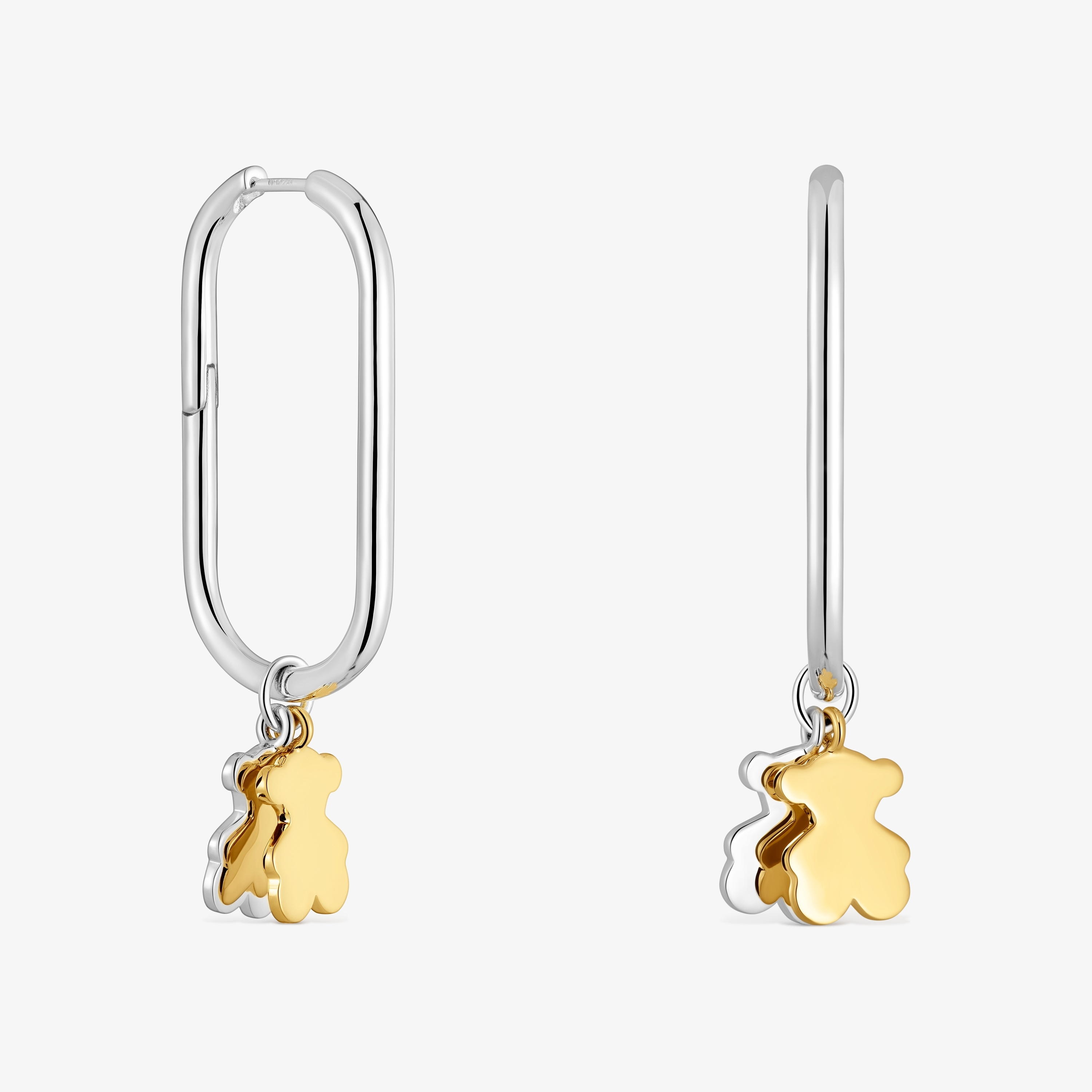 Sweet Dolls two-tone Hoop earrings with bear motif