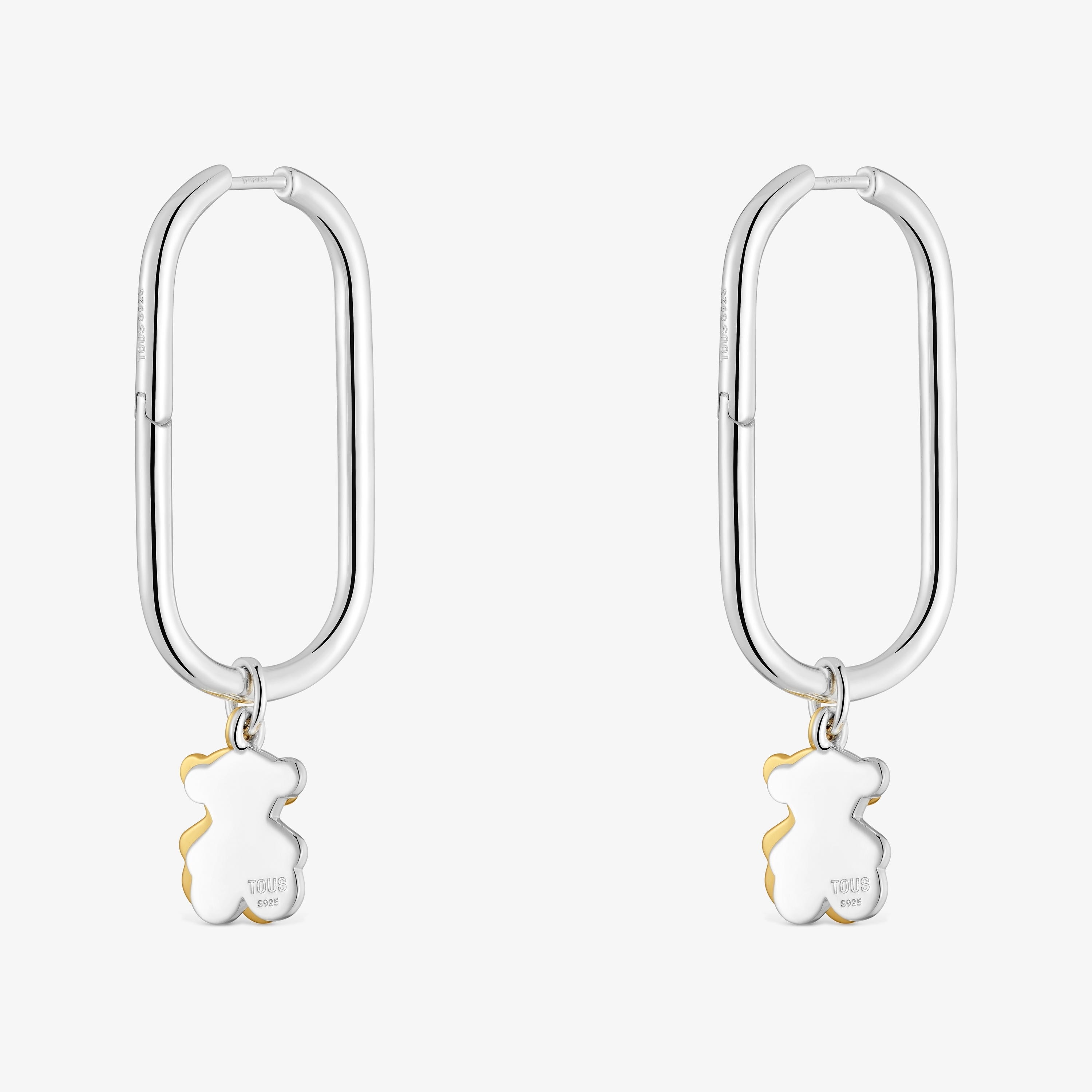 Sweet Dolls two-tone Hoop earrings with bear motif