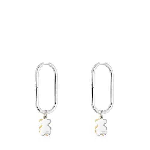 Sweet Dolls two-tone Hoop earrings with bear motif