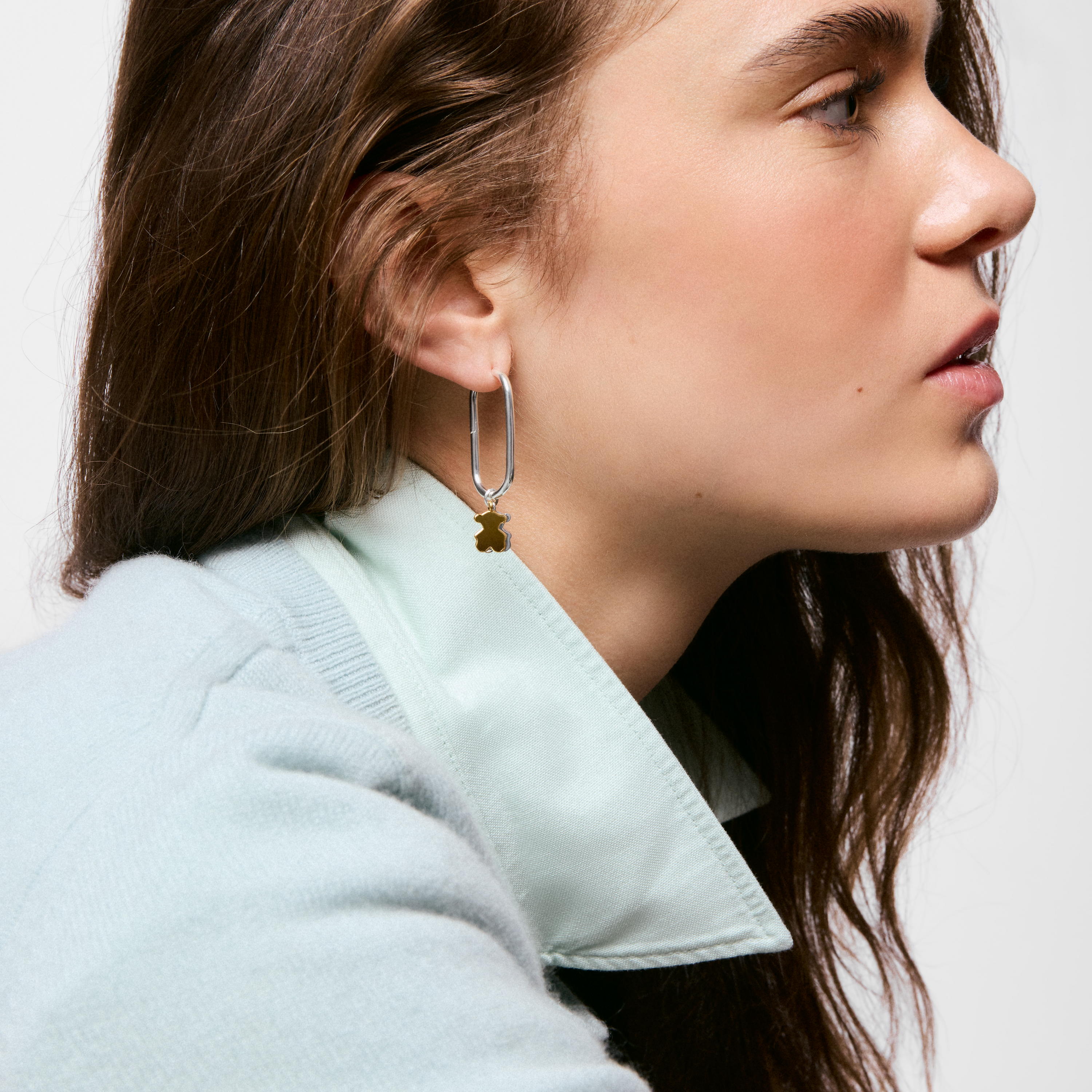 Sweet Dolls two-tone Hoop earrings with bear motif