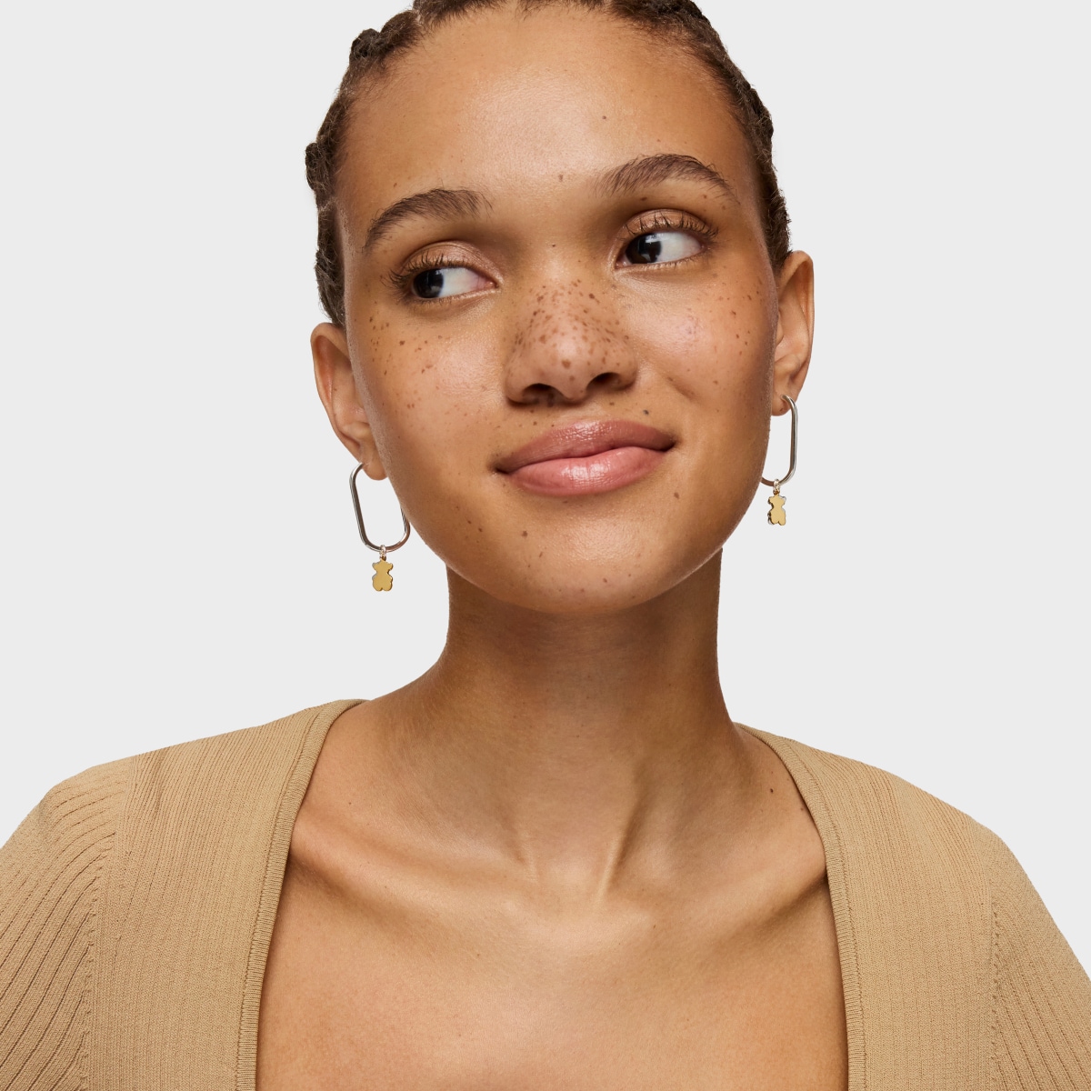 Sweet Dolls two-tone Hoop earrings with bear motif