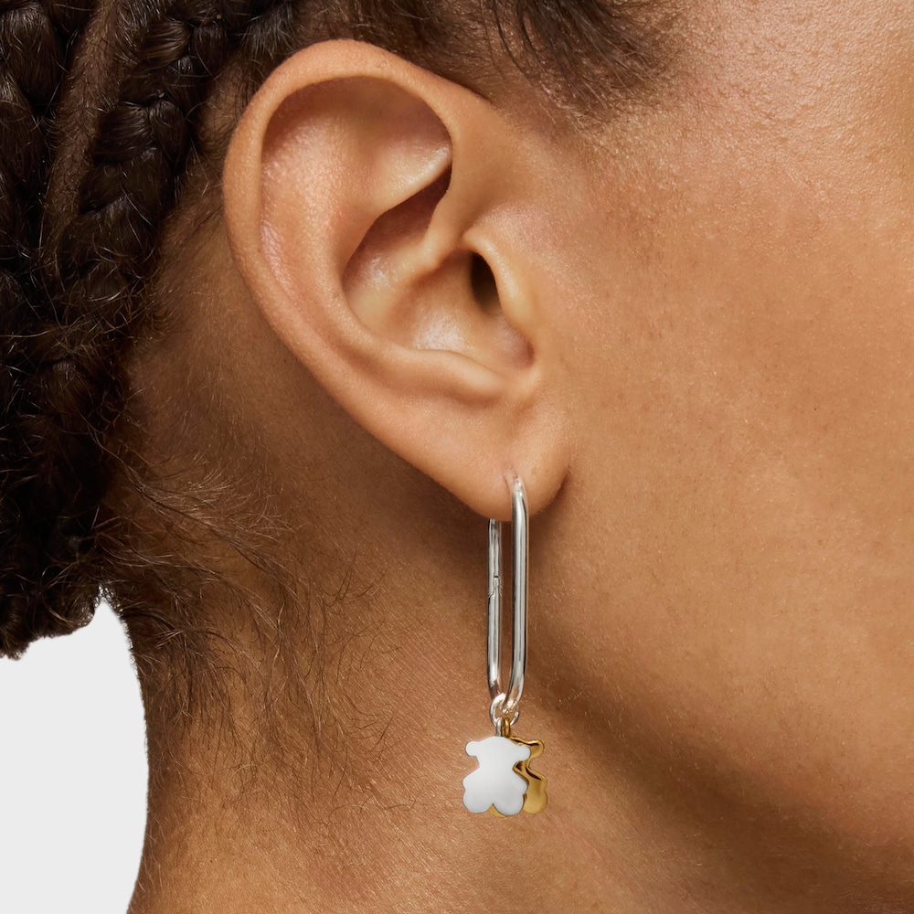 Pendientes de aro motivo oso bicolor Sweet Dolls image number 6