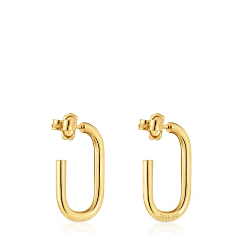 Long 25 mm Hoop earrings with 18kt gold plating over silver TOUS Basics