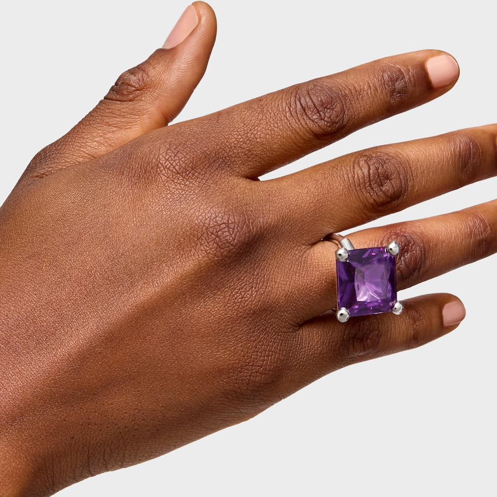 Large silver ring and lab-grown lilac sapphire TOUS Color LGG
