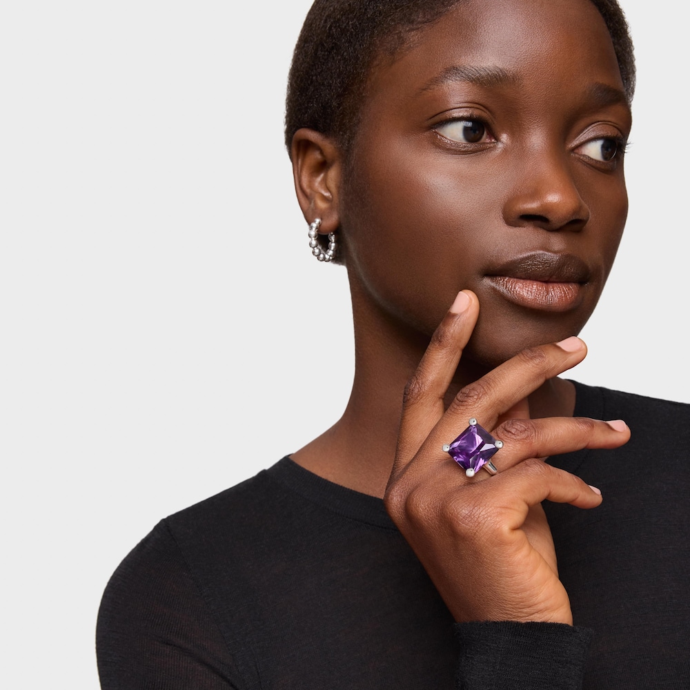 Large silver ring and lab-grown lilac sapphire TOUS Color LGG