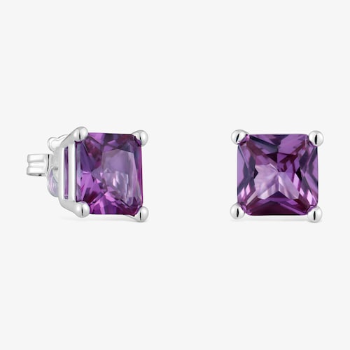 Pendientes de plata y zafiro lila creado en laboratorio 11 mm TOUS Color LGG image number 0