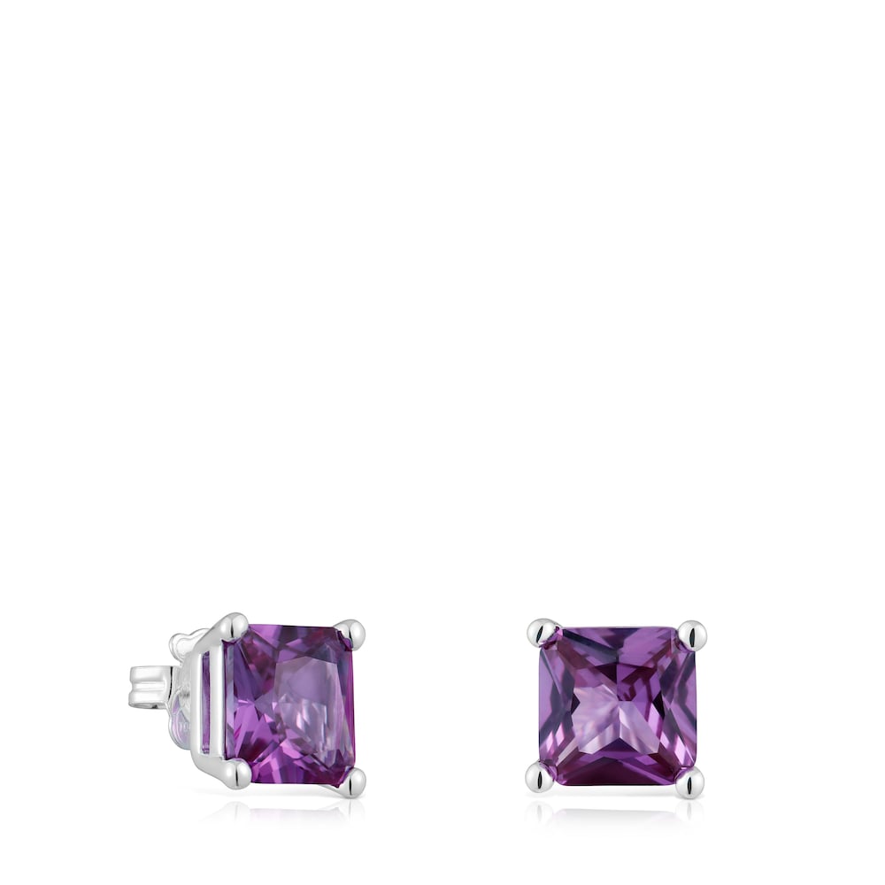 Silver Earrings and 11 mm lab-grown lilac sapphire TOUS Color LGG