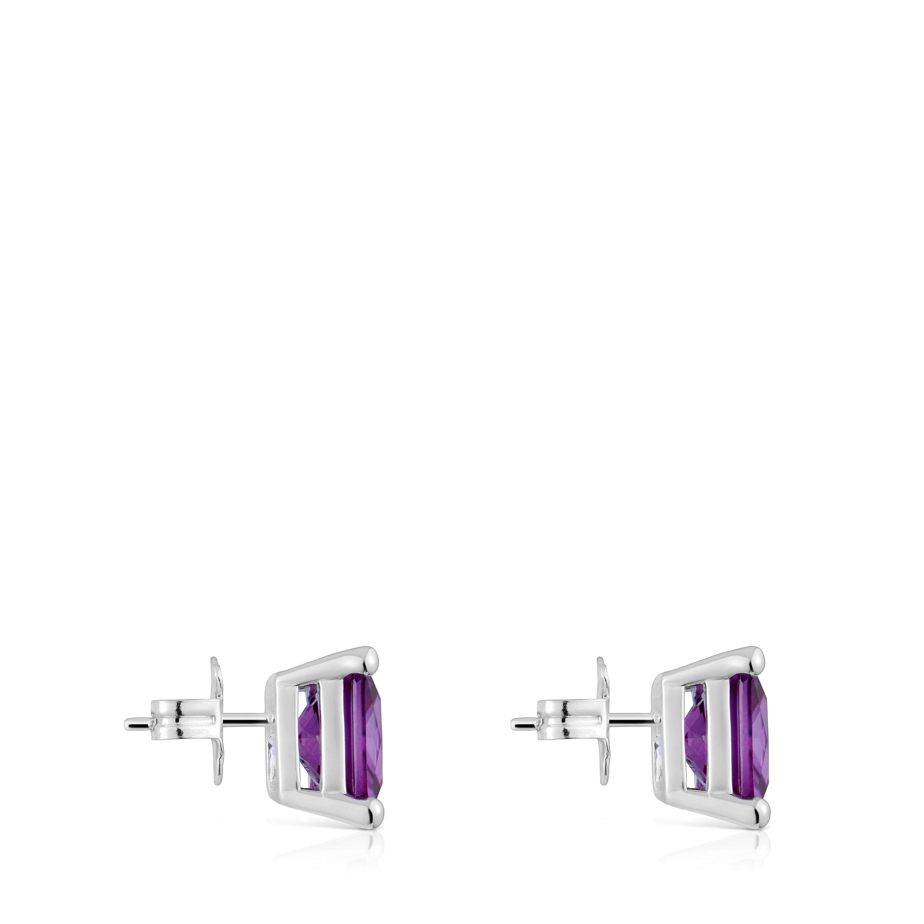 Silver Earrings and 11 mm lab-grown lilac sapphire TOUS Color LGG