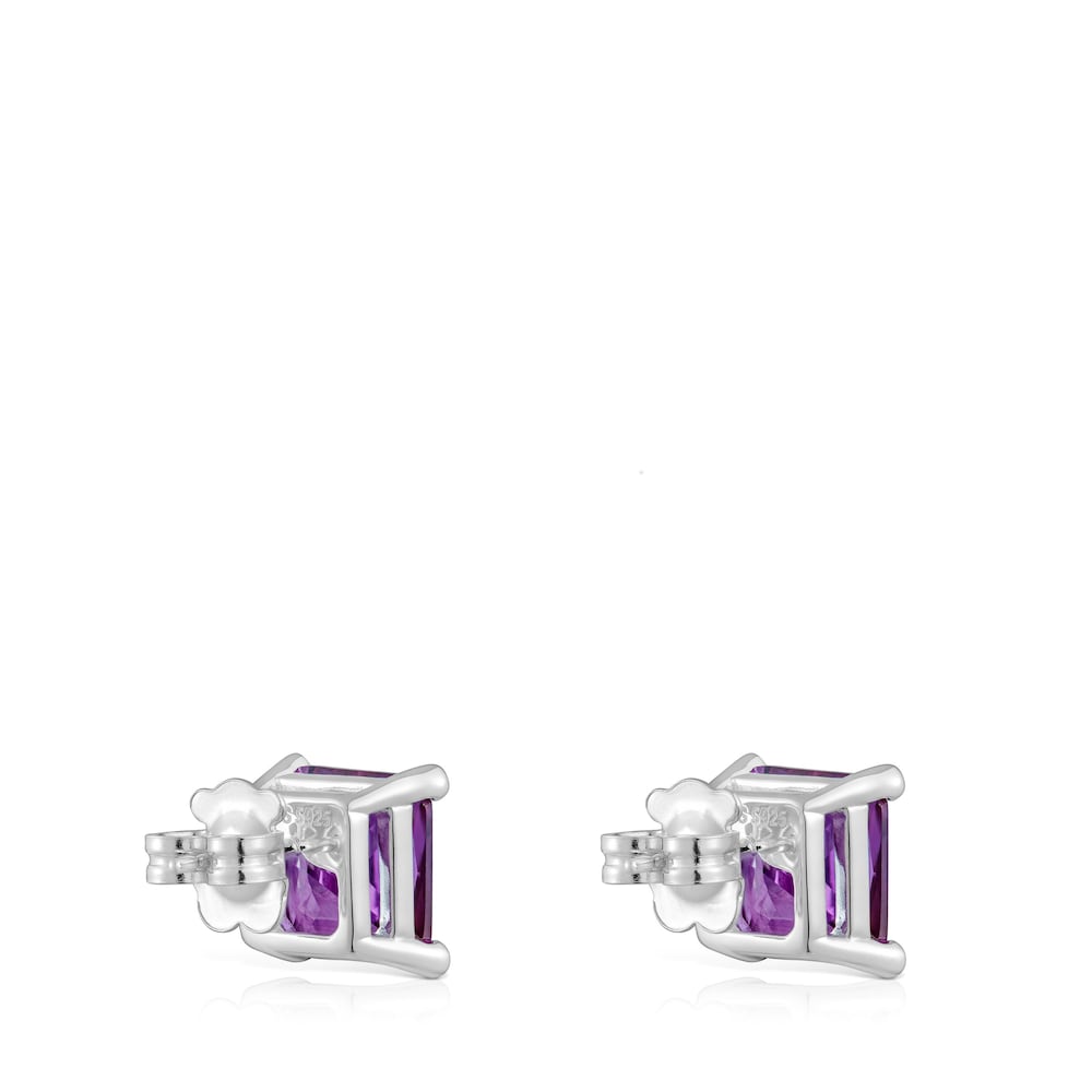 Silver Earrings and 11 mm lab-grown lilac sapphire TOUS Color LGG