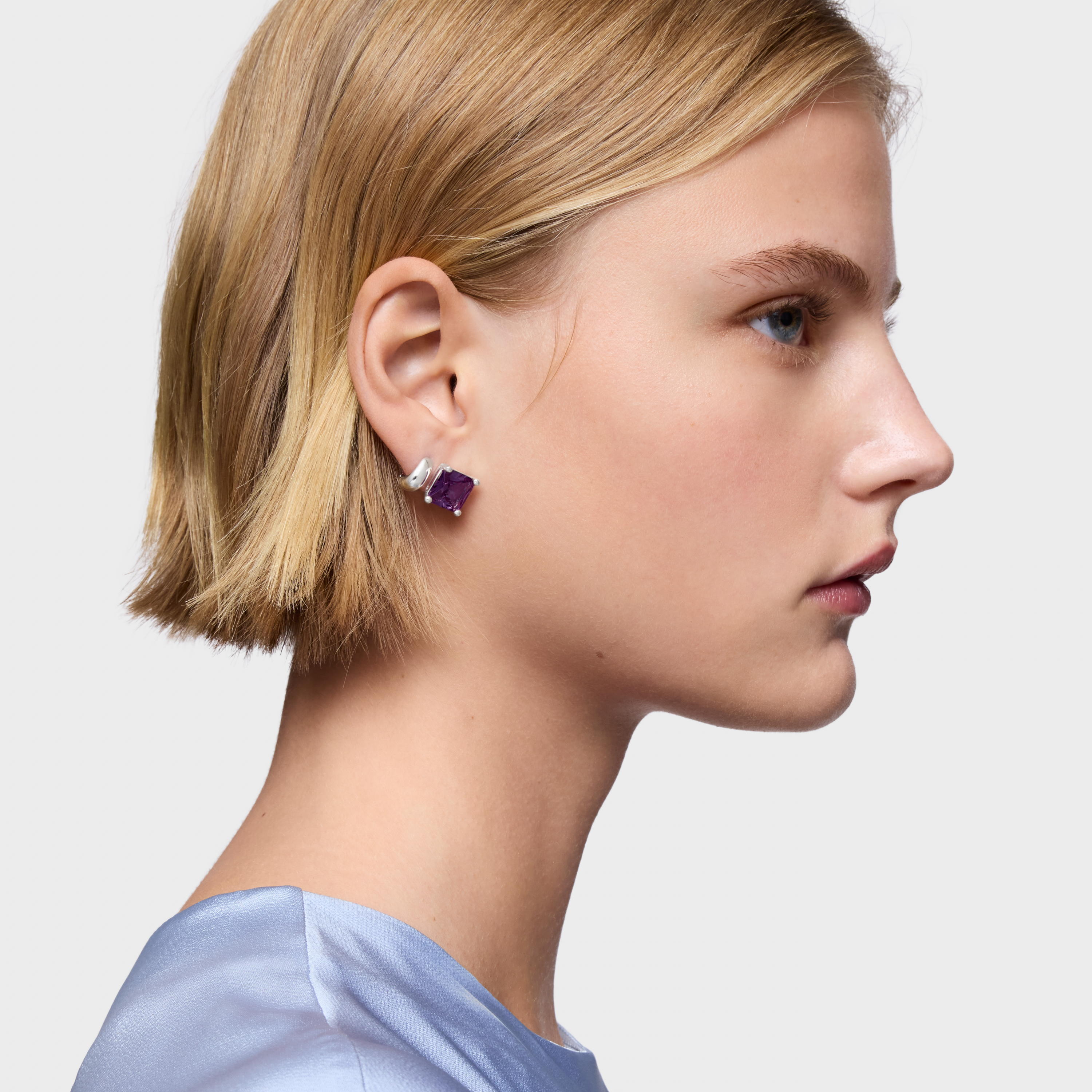 Silver Earrings and 11 mm lab-grown lilac sapphire TOUS Color LGG