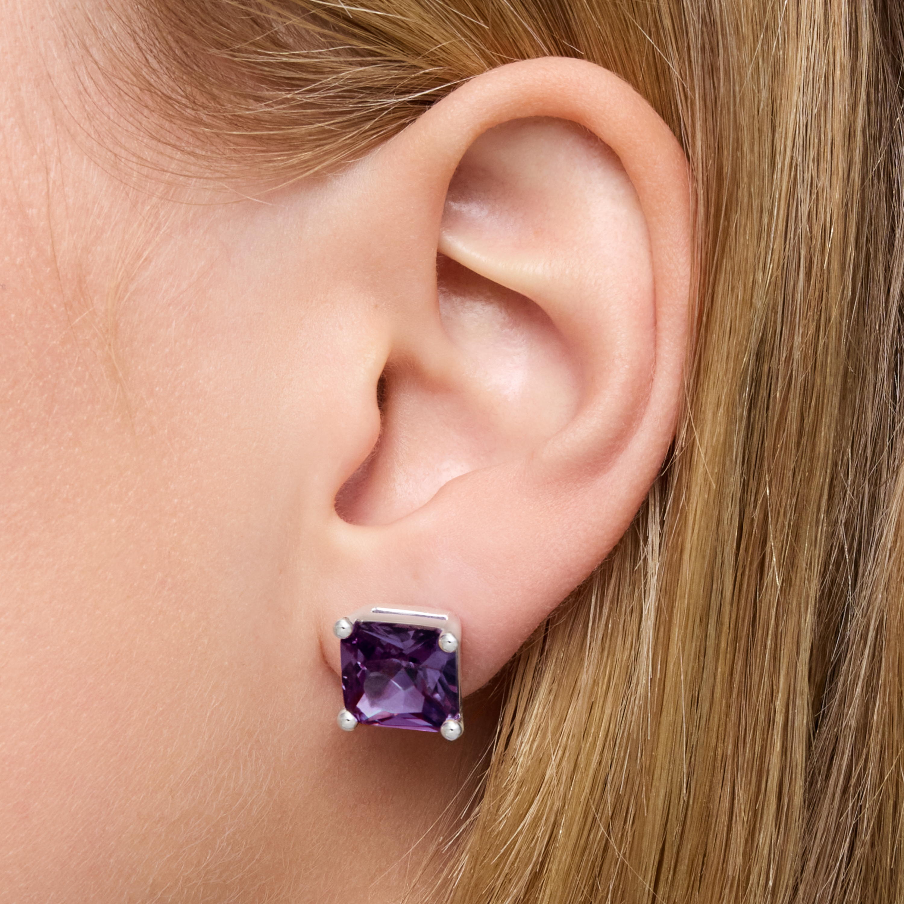 Silver Earrings and 11 mm lab-grown lilac sapphire TOUS Color LGG