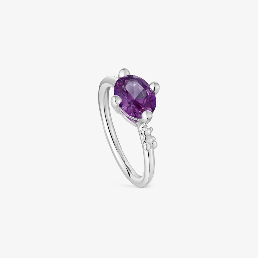 Small silver Ring with lab-grown lilac sapphire TOUS Color LGG