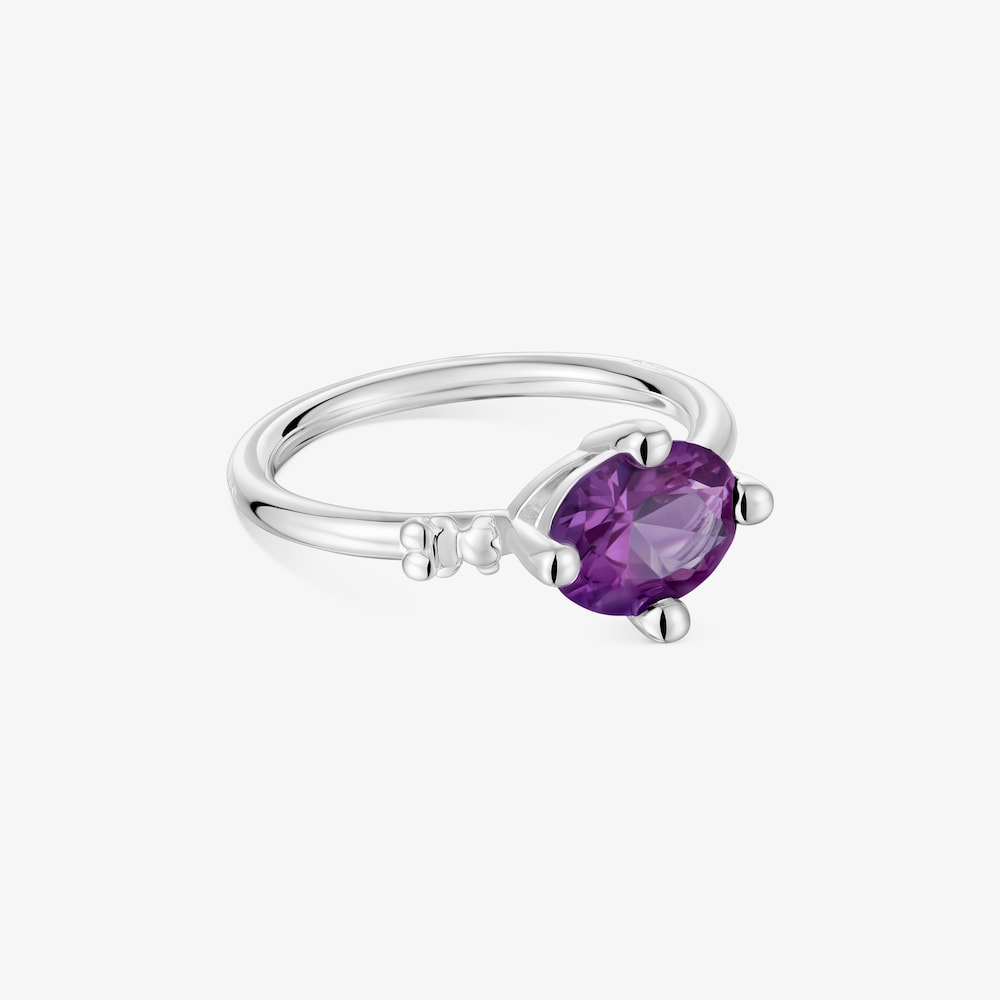 Small silver Ring with lab-grown lilac sapphire TOUS Color LGG