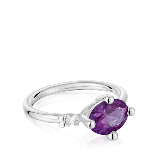 Small silver Ring with lab-grown lilac sapphire TOUS Color LGG