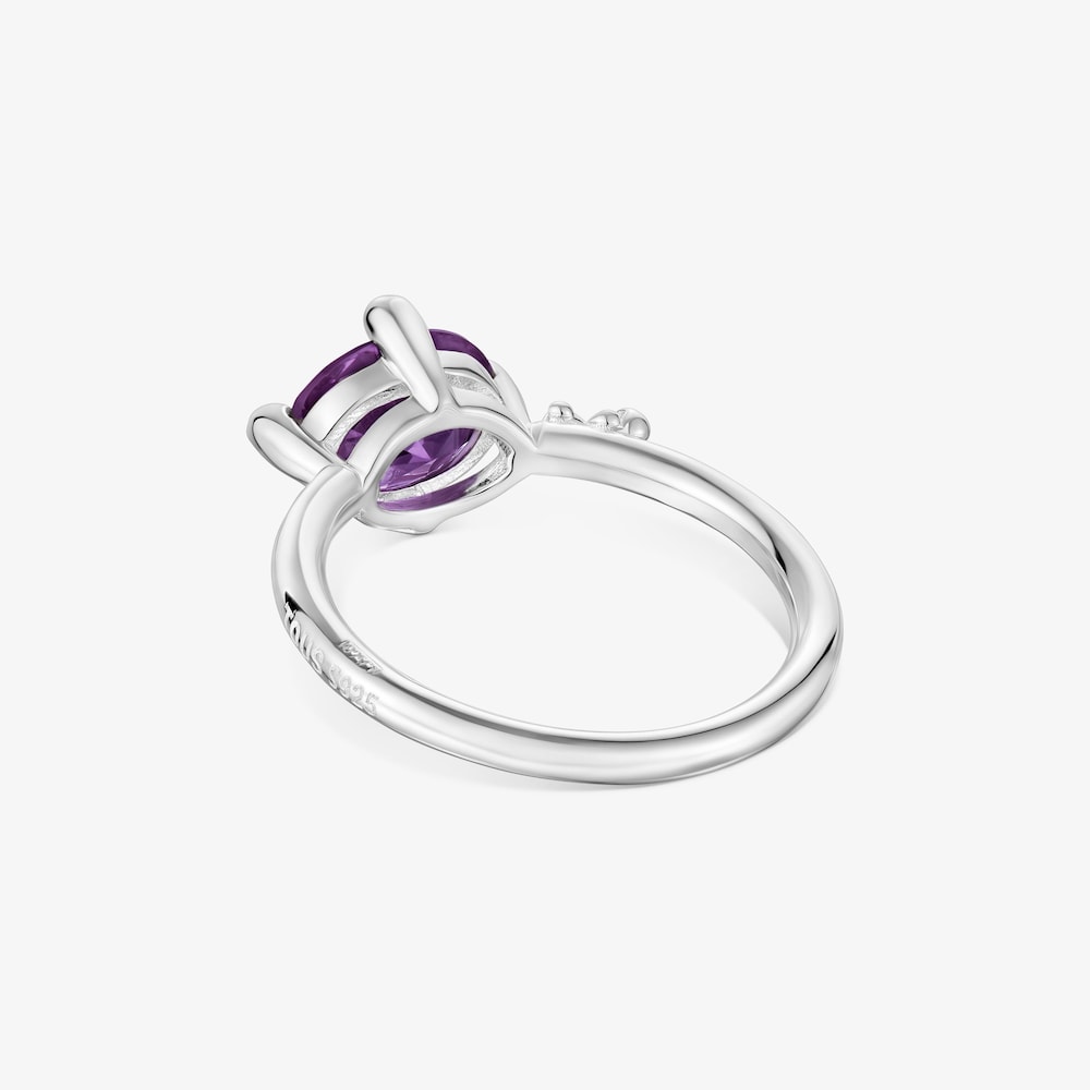 Small silver Ring with lab-grown lilac sapphire TOUS Color LGG