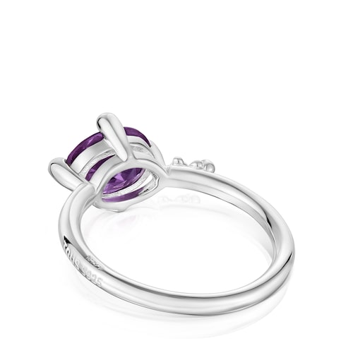 Small silver Ring with lab-grown lilac sapphire TOUS Color LGG