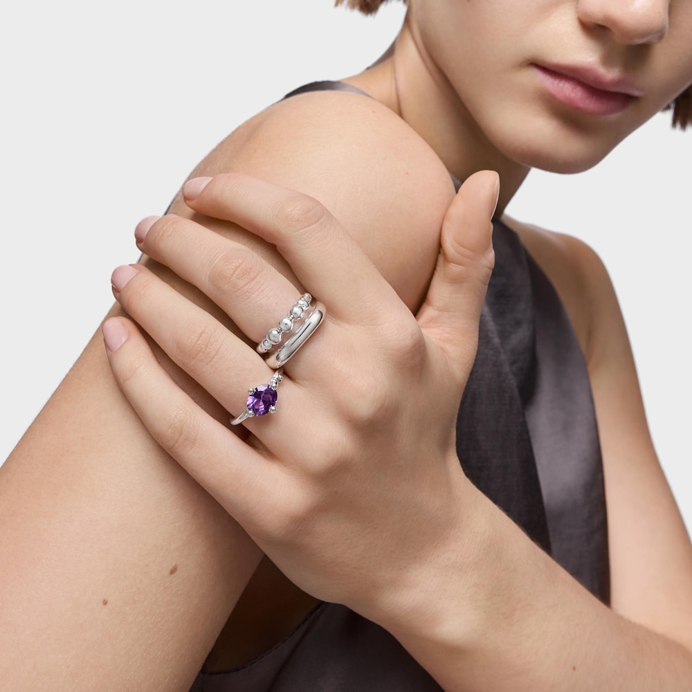 Small silver Ring with lab-grown lilac sapphire TOUS Color LGG