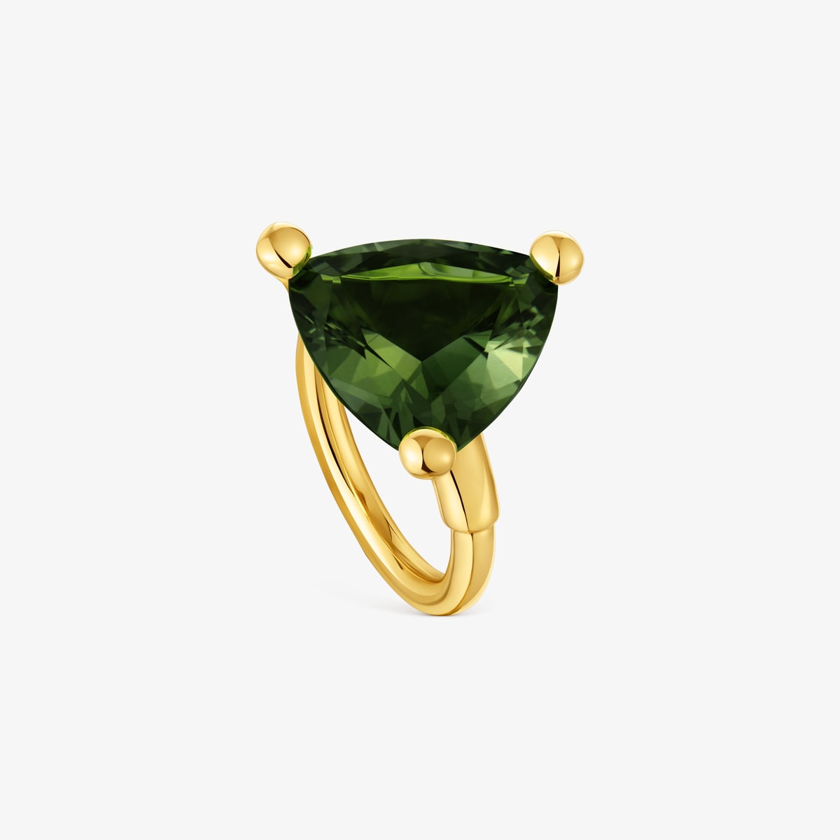 Tous - Anillo Grande Con Baño De Oro 18 Kt Sobre Plata Y Espinela Verde Creada En Laboratorio Tous Color Lgg Talla 10