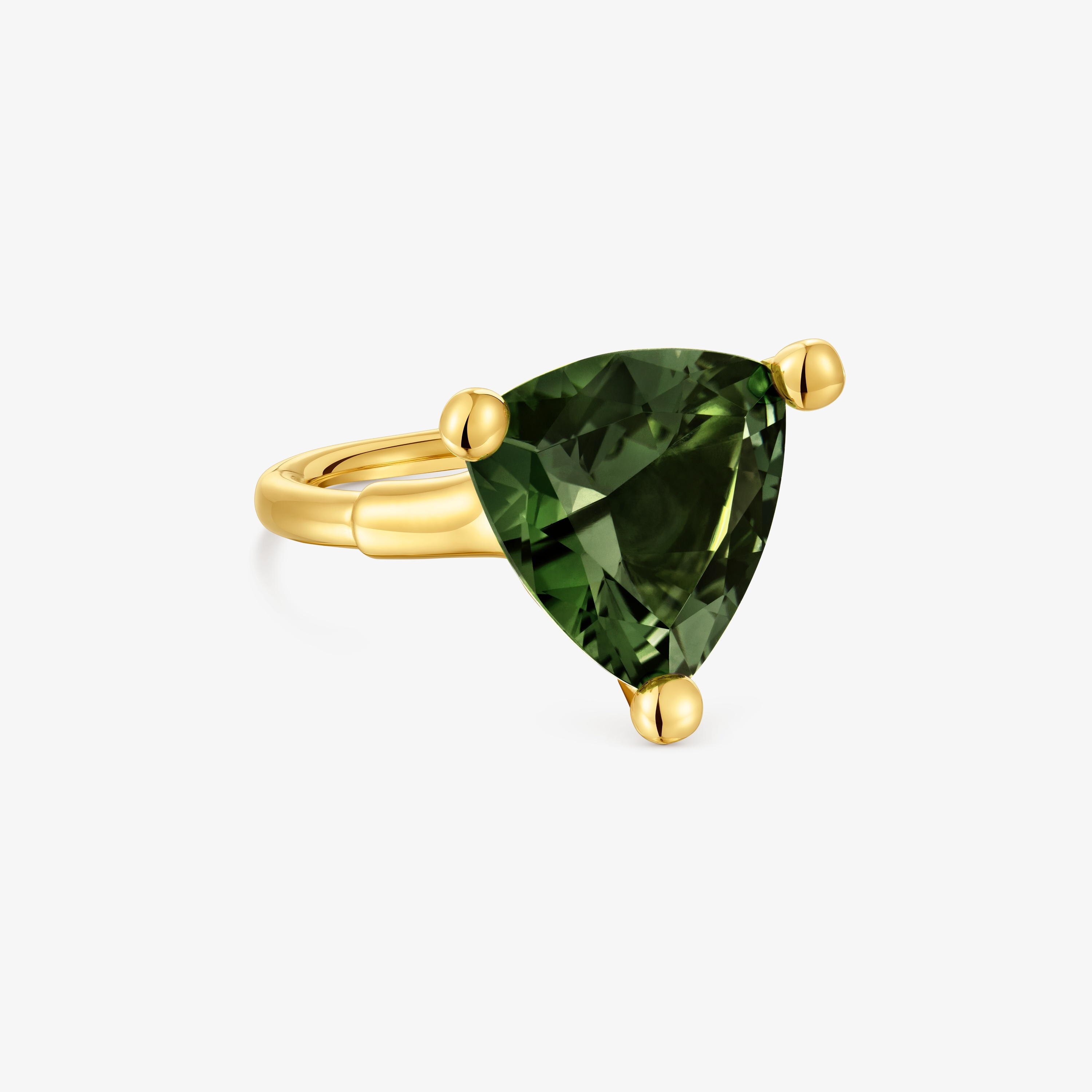 Large Ring 18K gold vermeil and lab-grown green spinel TOUS Color LGG