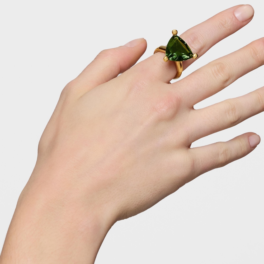 Large Ring in 18kt gold plating over silver and lab-grown green spinel TOUS Color LGG
