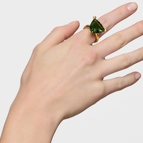 Large Ring in 18kt gold plating over silver and lab-grown green spinel TOUS Color LGG