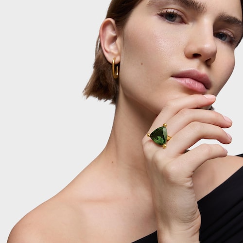 Large Ring in 18kt gold plating over silver and lab-grown green spinel TOUS Color LGG