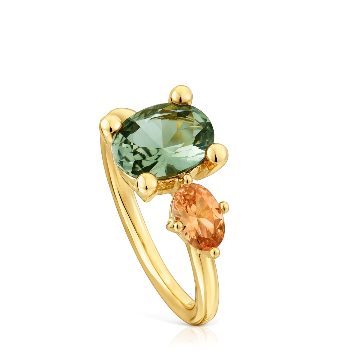 Tous - Anillo Mediano Con Baño De Oro 18 Kt Sobre Plata, Espinela Y Citrino Creados En Laboratorio Tous Color Lgg Talla 14