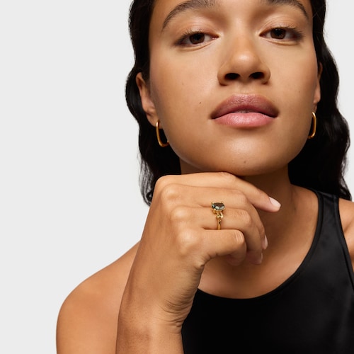 Anillo mediano con baño de oro 18 kt sobre plata, espinela y citrino creados en laboratorio TOUS Color LGG