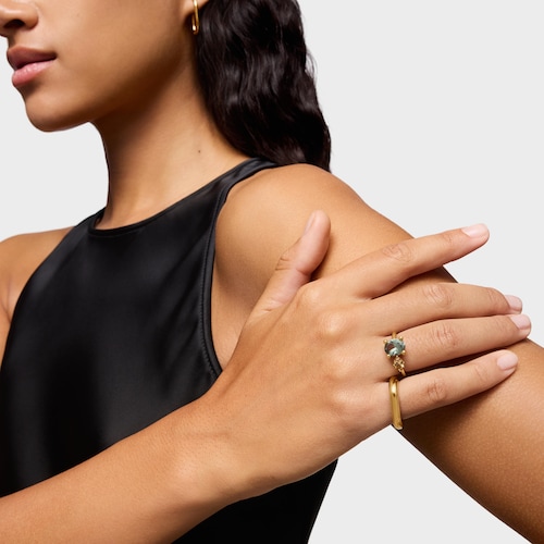 Anillo mediano con baño de oro 18 kt sobre plata, espinela y citrino creados en laboratorio TOUS Color LGG