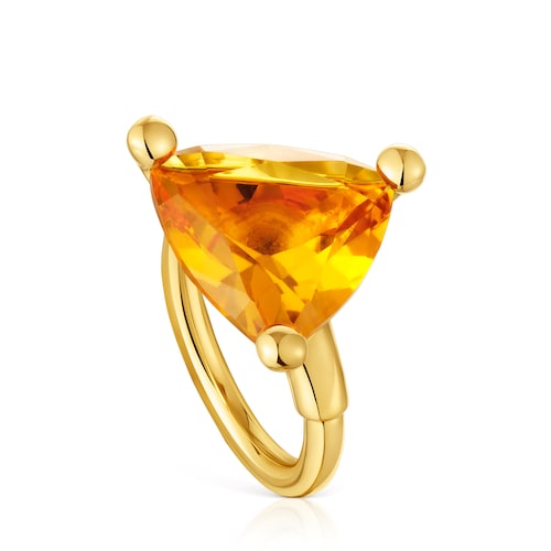 Large Ring in 18kt gold plating over silver and lab-grown citrine TOUS Color LGG