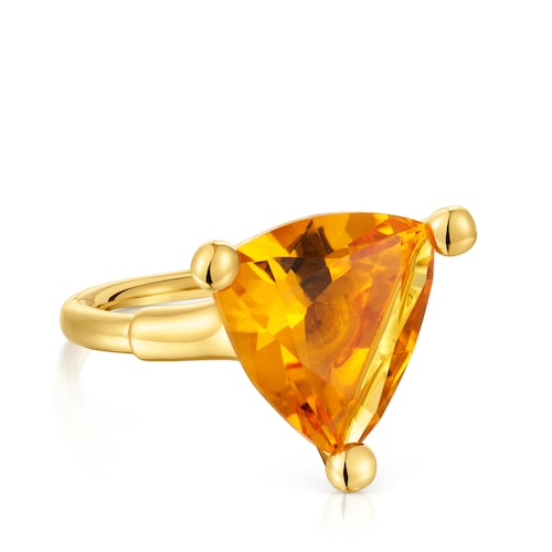 Large Ring in 18kt gold plating over silver and lab-grown citrine TOUS Color LGG